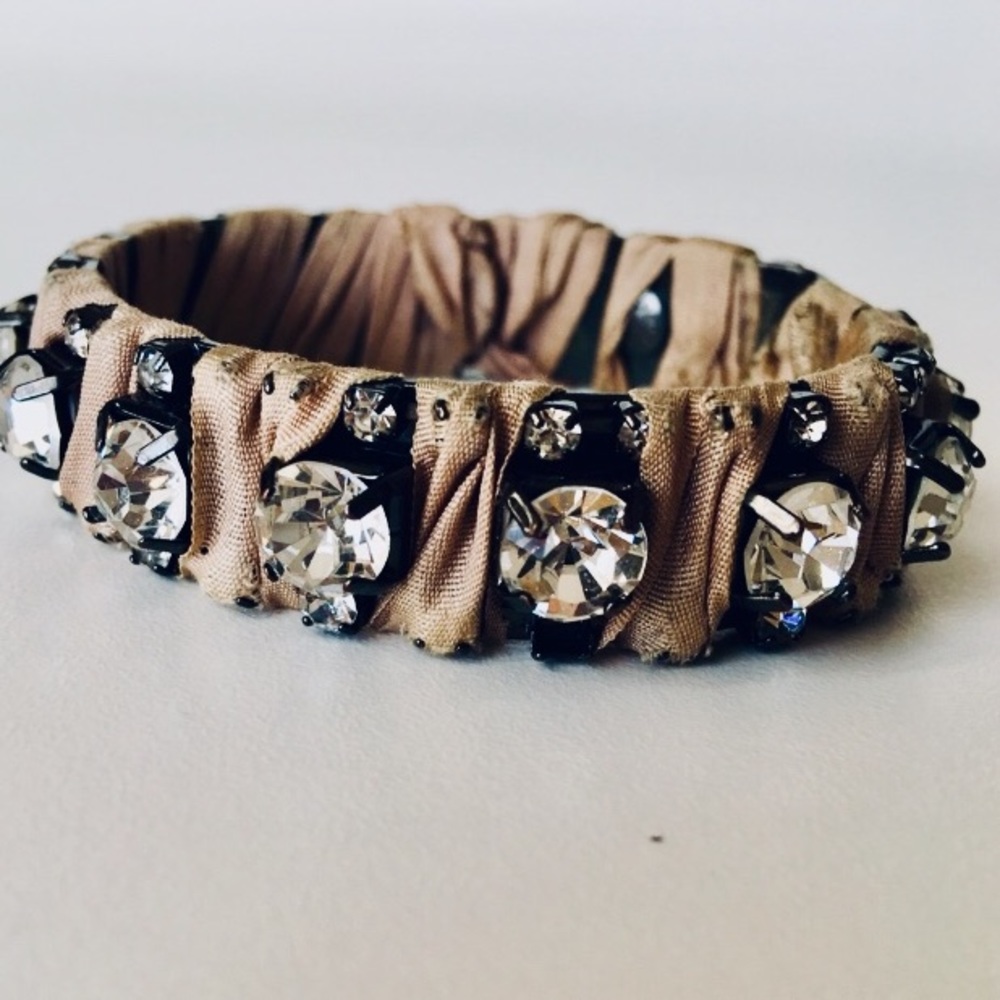 j. crew bangle bracelet w. rhinestones and ribbon